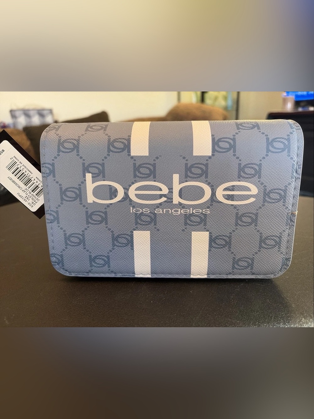 bebe Men's Light Blue Logo Print Crossbody